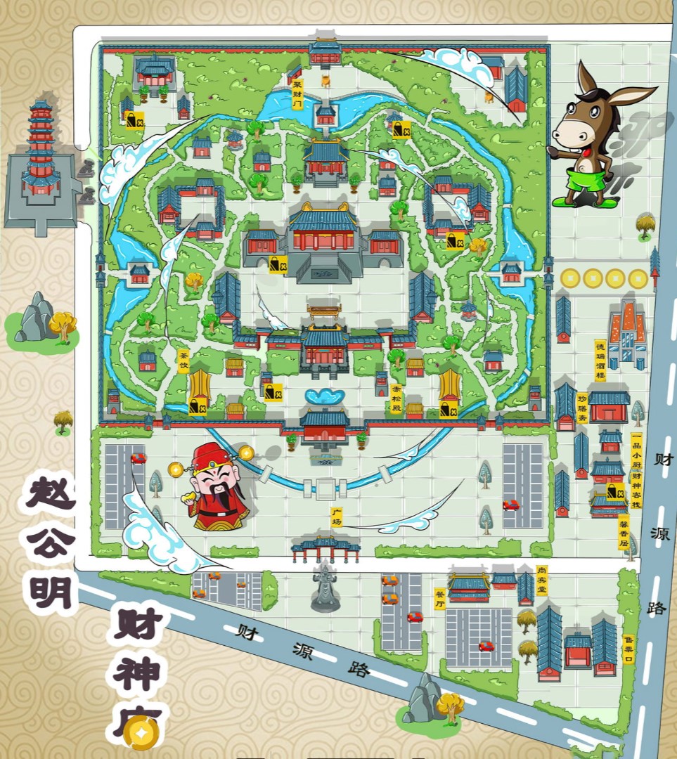 南昌寺庙类手绘地图